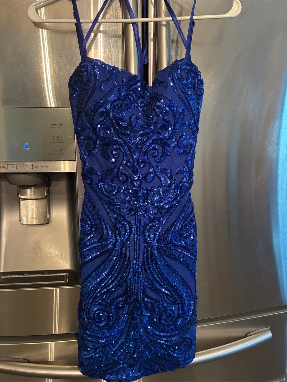 B Darlin Royal Blue Sequined Mini Dress